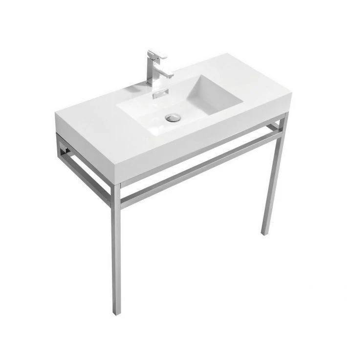 KubeBath Haus 36 in. Stainless Steel Console w/ White Acrylic Sink - Chrome, CH36 - Cheap Abt