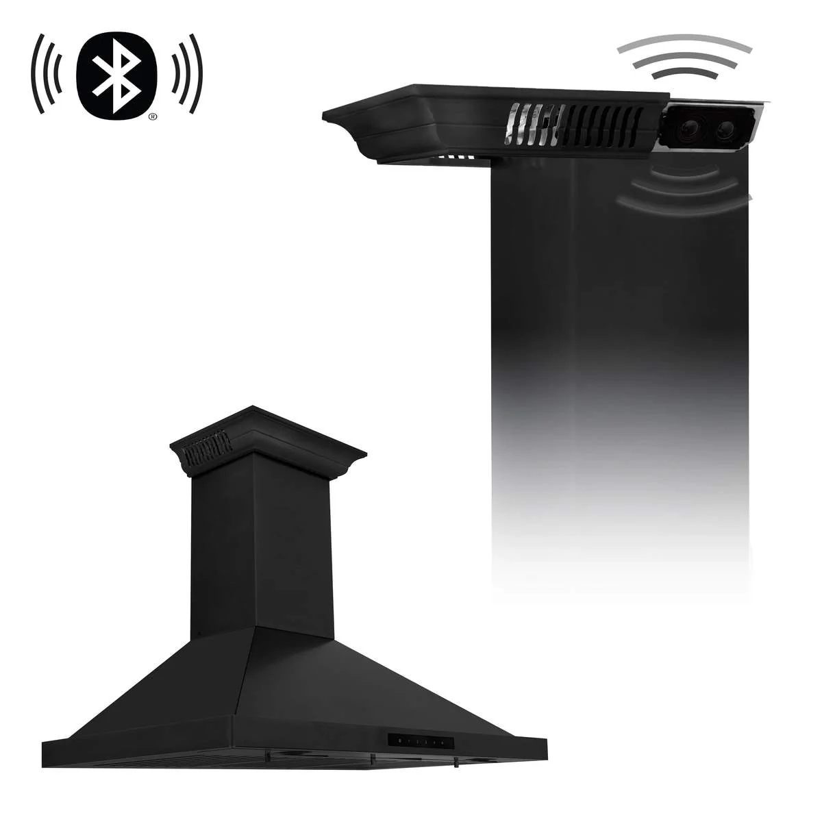 ZLINE 36 in. Black Stainless Steel Indoor Wall Range Hood with BlueTooth Crown Molding, BSKBNCRN-BT-36 - Cheap Abt