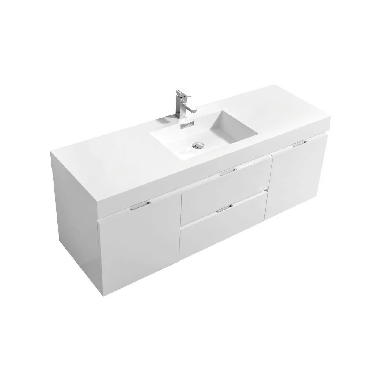 KubeBath Bliss 60 in. Single Sink Wall Mount Modern Bathroom Vanity - High Gloss White, BSL60S-GW - Cheap Abt