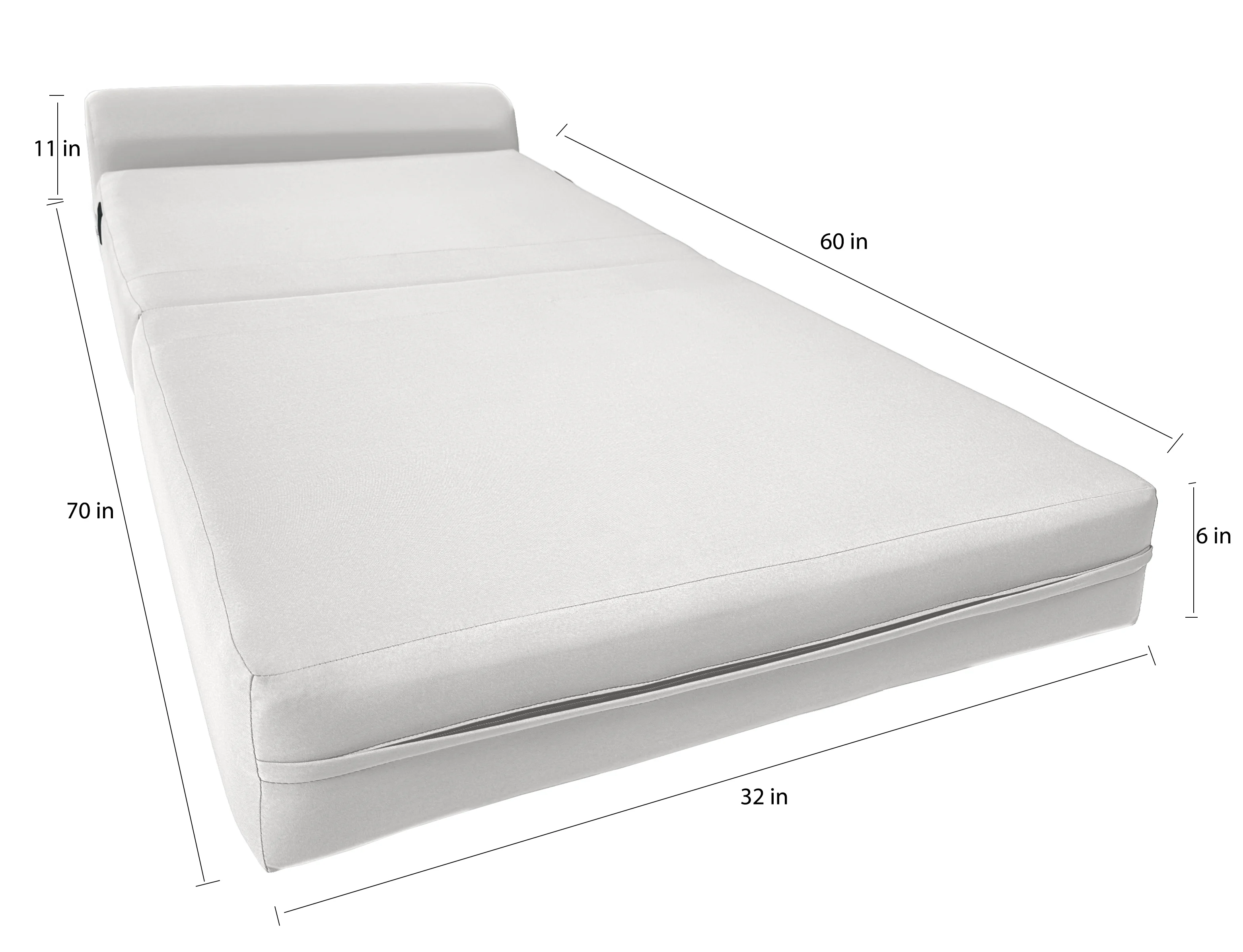 White Sleeper Chair Folding Foam Beds. Portable Studio Sofa Guest Bed. 6 x 32 x 70 - Cheap Abt