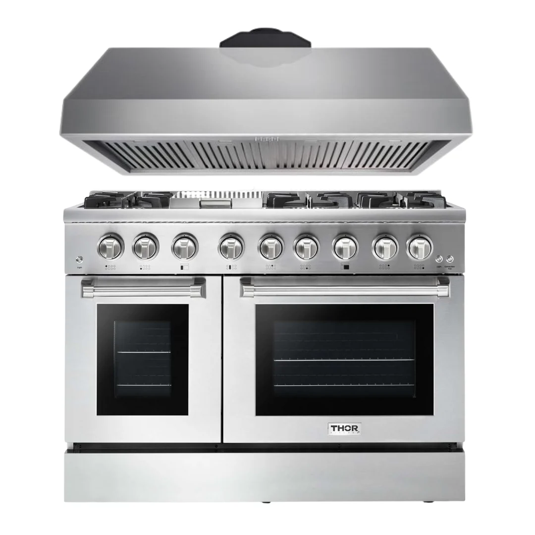 Thor Kitchen Package - 48 inch Propane Dual Fuel Range, Range Hood, AP-HRD4803ULP - Cheap Abt