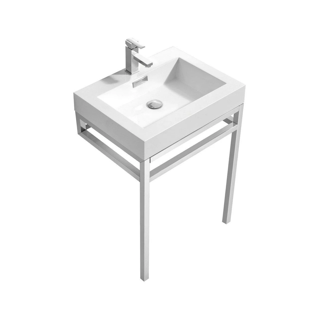 KubeBath Haus 24 in. Stainless Steel Console w/ White Acrylic Sink - Chrome, CH24 - Cheap Abt