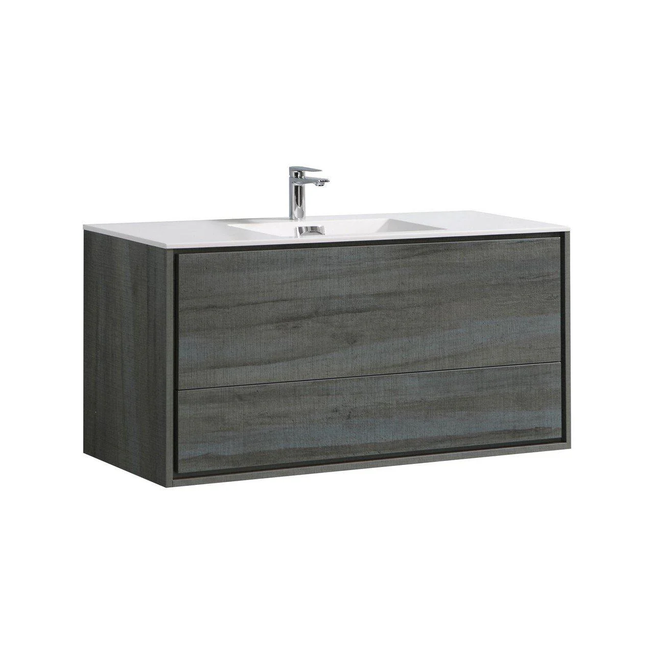 KubeBath De Lusso 48 in. Single Sink Wall Mount Modern Bathroom Vanity - Ocean Gray, DL48S-BE - Cheap Abt