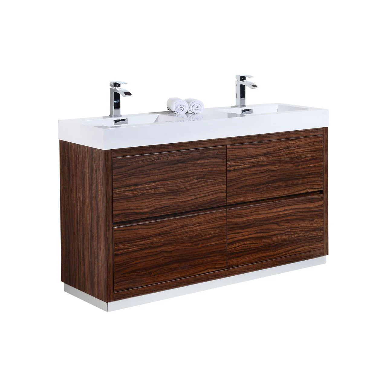 KubeBath Bliss 60 in. Double Sink Free Standing Modern Bathroom Vanity - Walnut, FMB60D-WNT - Cheap Abt