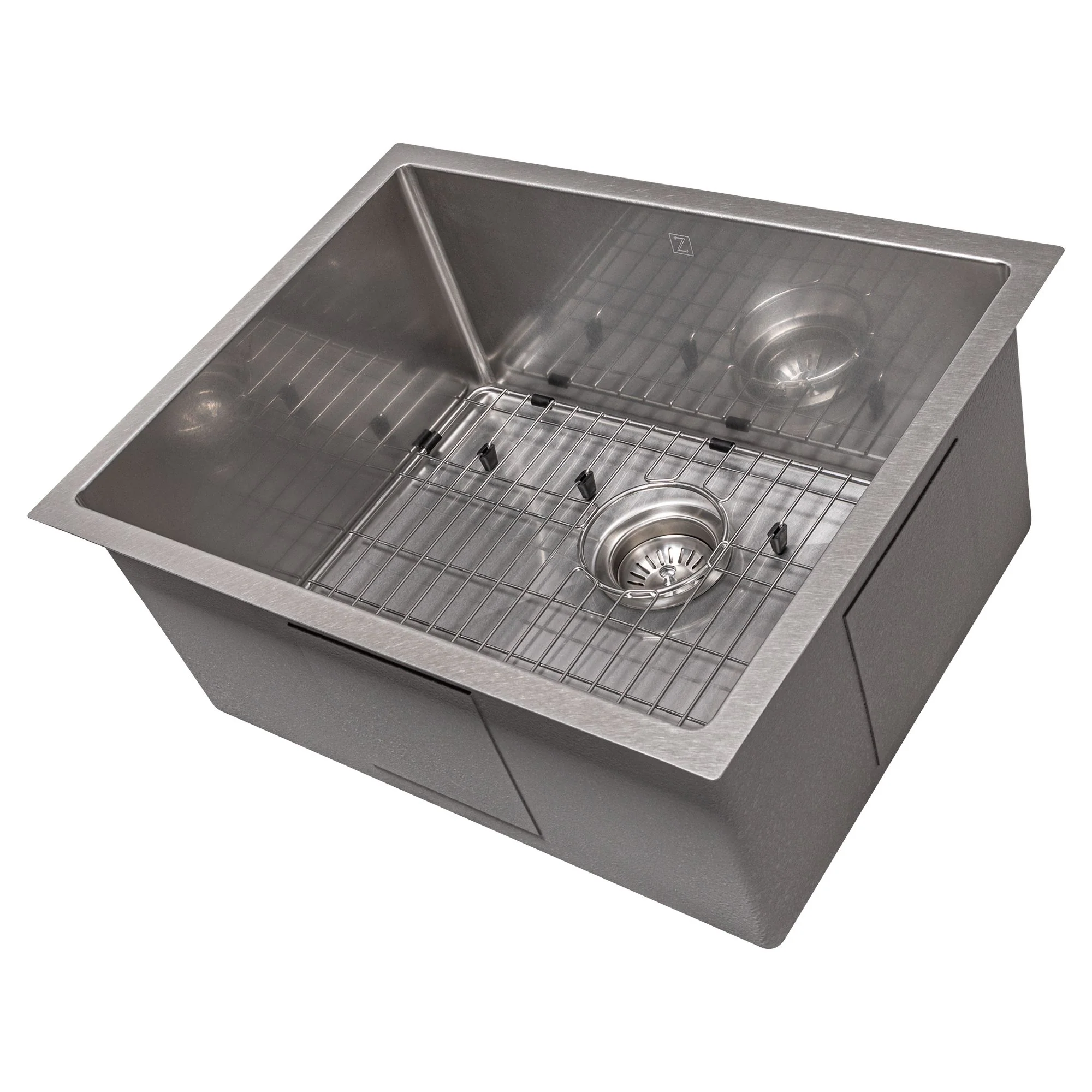 ZLINE 23 in. Meribel Undermount Single Bowl DuraSnow® Stainless Steel Kitchen Sink with Bottom Grid, SRS-23S - Cheap Abt