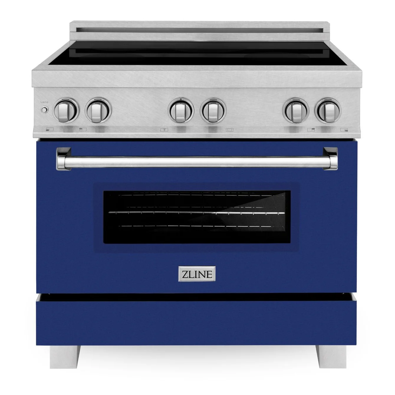 ZLINE 36 In. 4.6 cu. ft. Induction Range with a 4 Element Stove and Electric Oven in Durasnow and Blue Gloss, RAINDS-BG-36 - Cheap Abt