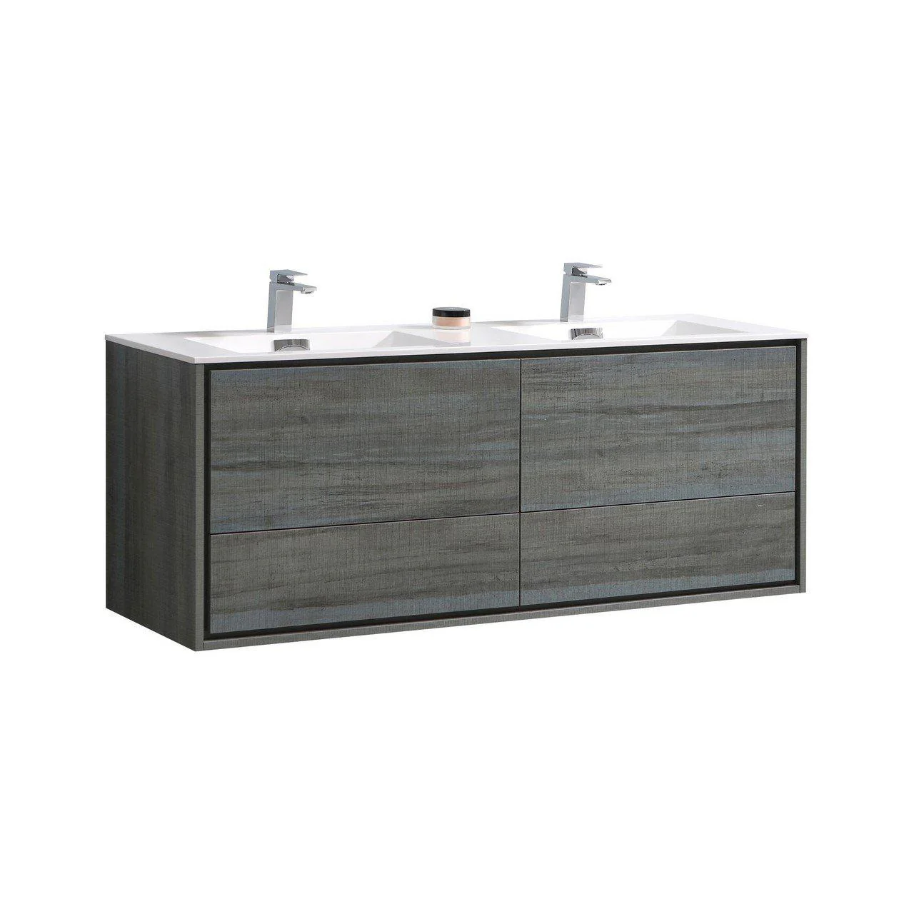 KubeBath De Lusso 60 in. Double Sink Wall Mount Modern Bathroom Vanity - Ocean Gray, DL60D-BE - Cheap Abt