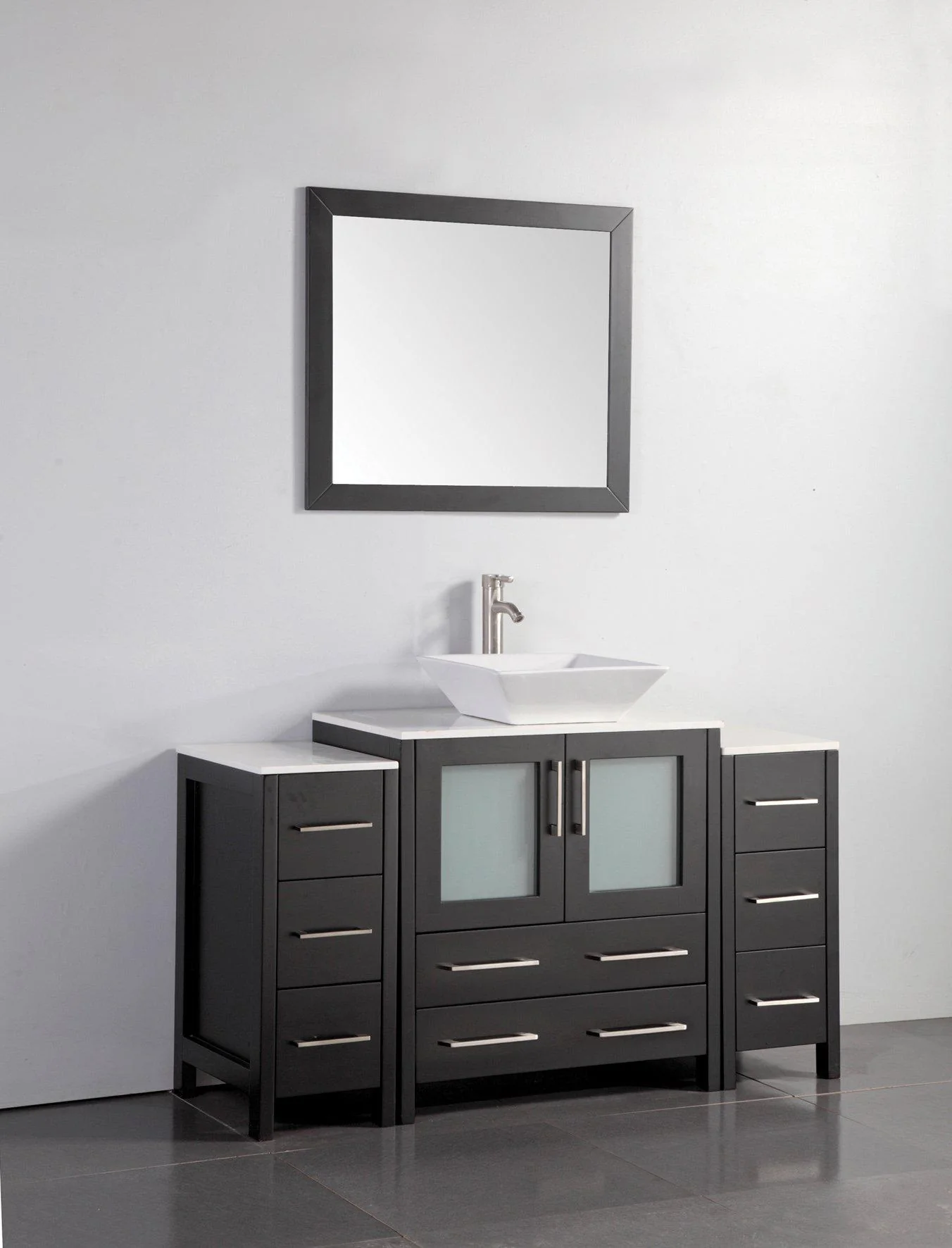 Vanity Art 54 in. Single Sink Vanity Cabinet with Ceramic Vessel Sink & Mirror - Espresso, VA3130-54E - Cheap Abt
