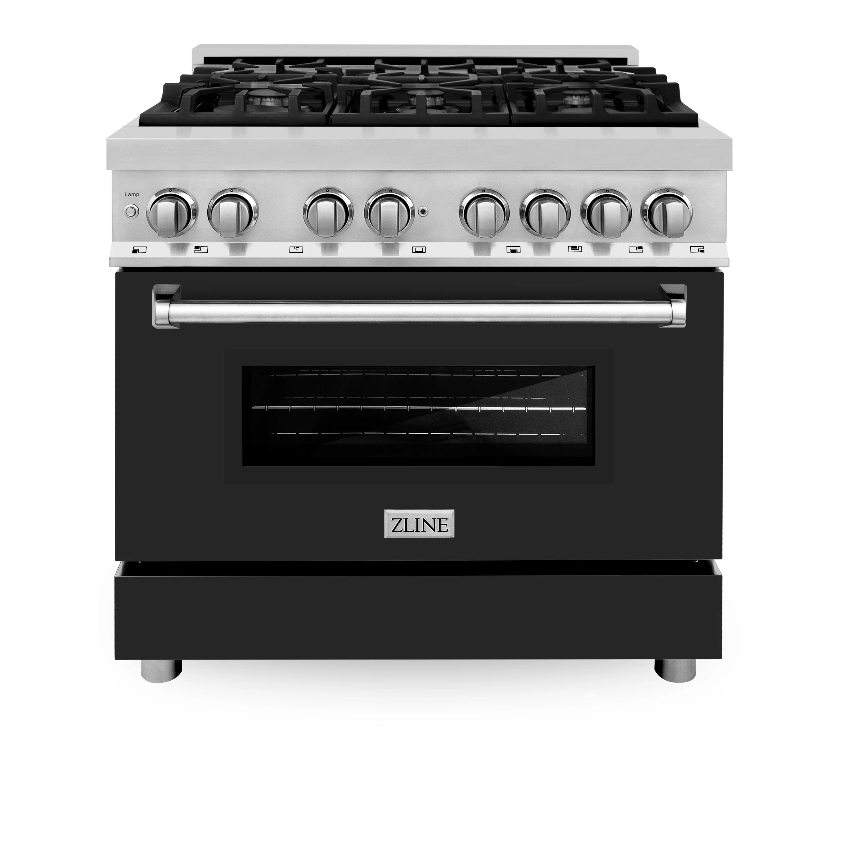 ZLINE 36 in. Professional Gas Burner/Electric Oven Stainless Steel Range with Black Matte Door, RA-BLM-36 - Cheap Abt