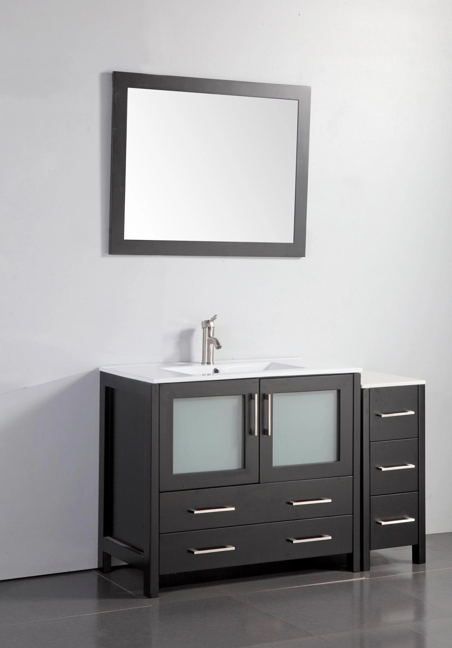 Vanity Art 48 in. Single Sink Vanity Cabinet (Wide) with Ceramic Sink & Mirror - Espresso, VA3036-48E - Cheap Abt