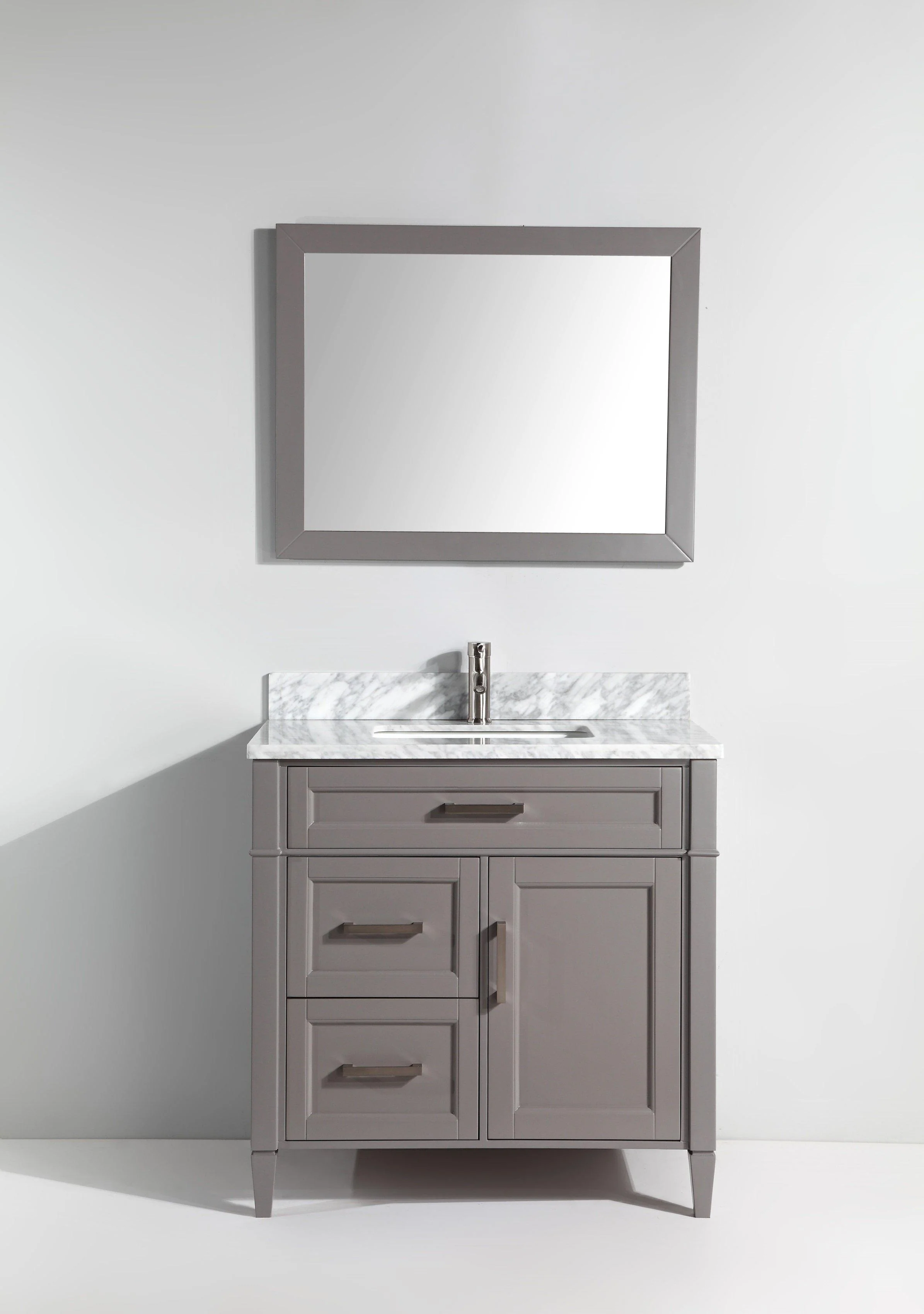 Vanity Art 36 in. Single Sink Vanity in Carrara Marble & Mirror - Grey, VA2036-G - Cheap Abt