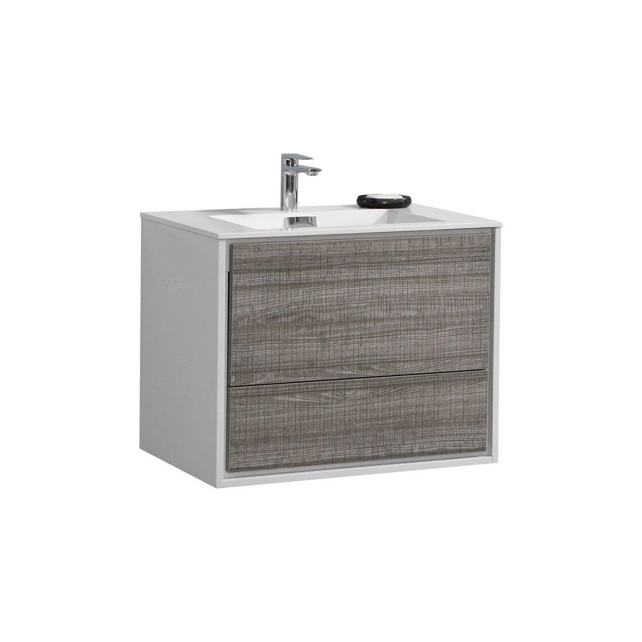 KubeBath De Lusso 30 in. Wall Mount Modern Bathroom Vanity - Ash Gray, DL30-HGASH - Cheap Abt