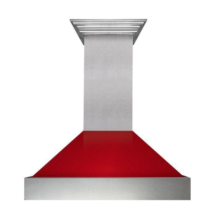 ZLINE 36 in. Ducted DuraSnow® Stainless Steel Range Hood with Red Gloss Shell, 8654RG-36 - Cheap Abt
