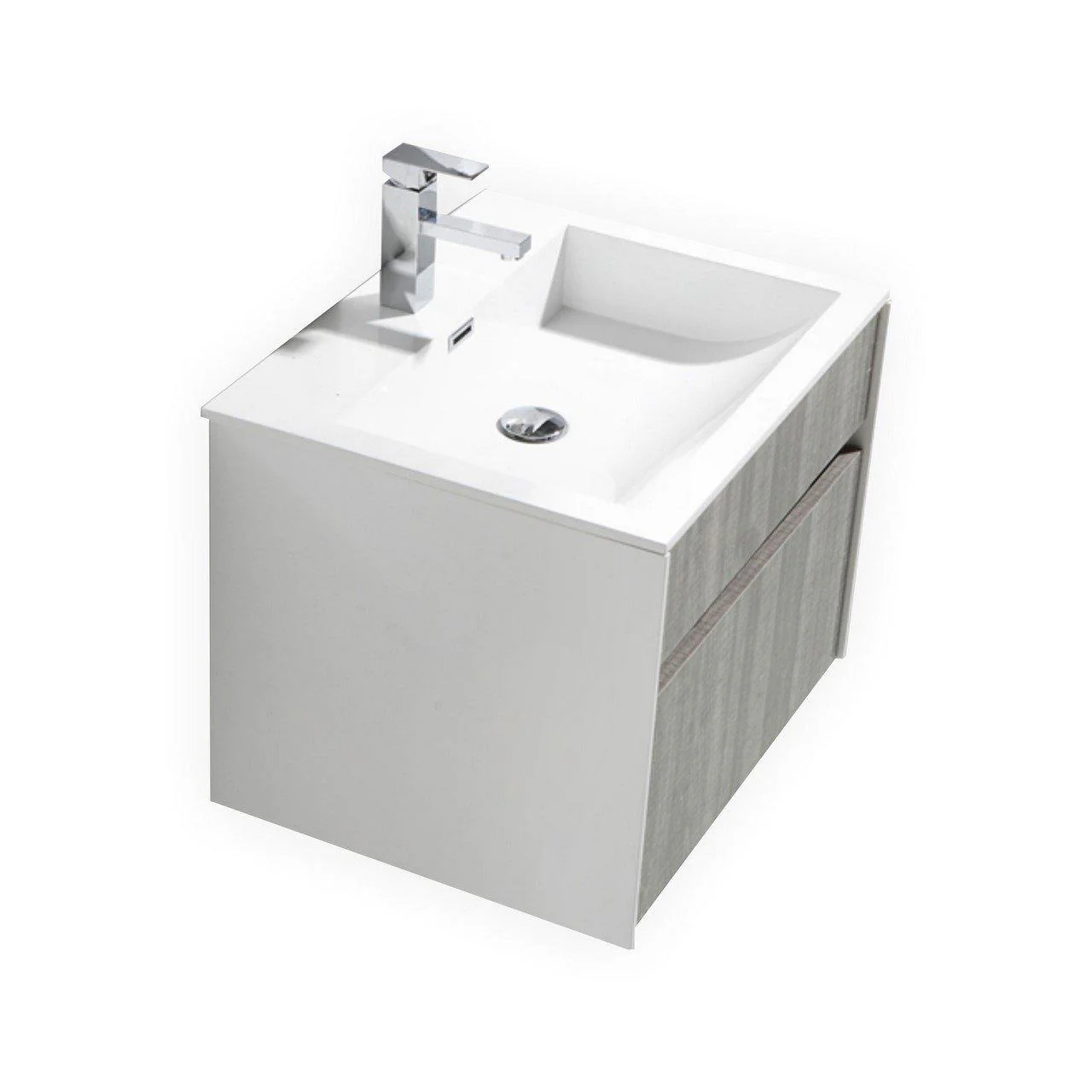 KubeBath Fitto 24 in. Ash Gray Wall Mount Modern Bathroom Vanity, S600HGASH - Cheap Abt