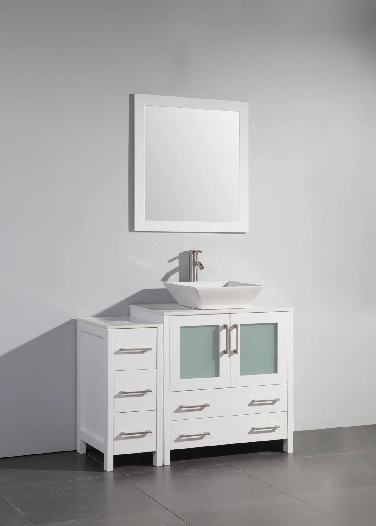 Vanity Art 42 in. Single Sink Vanity Cabinet with Ceramic Vessel Sink & Mirror - White, VA3130-42W - Cheap Abt