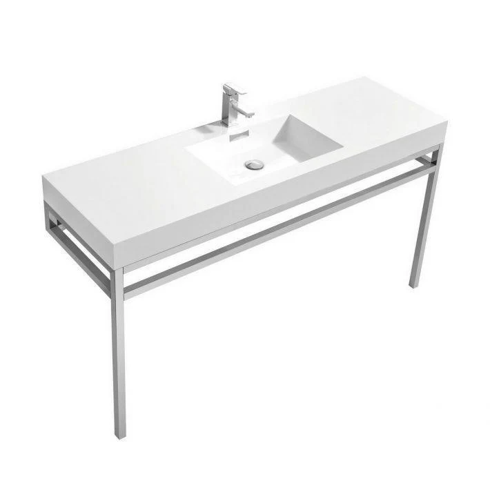 KubeBath Haus 60 in. Single Sink Stainless Steel Console w/ White Acrylic Sink - Chrome, CH60S - Cheap Abt