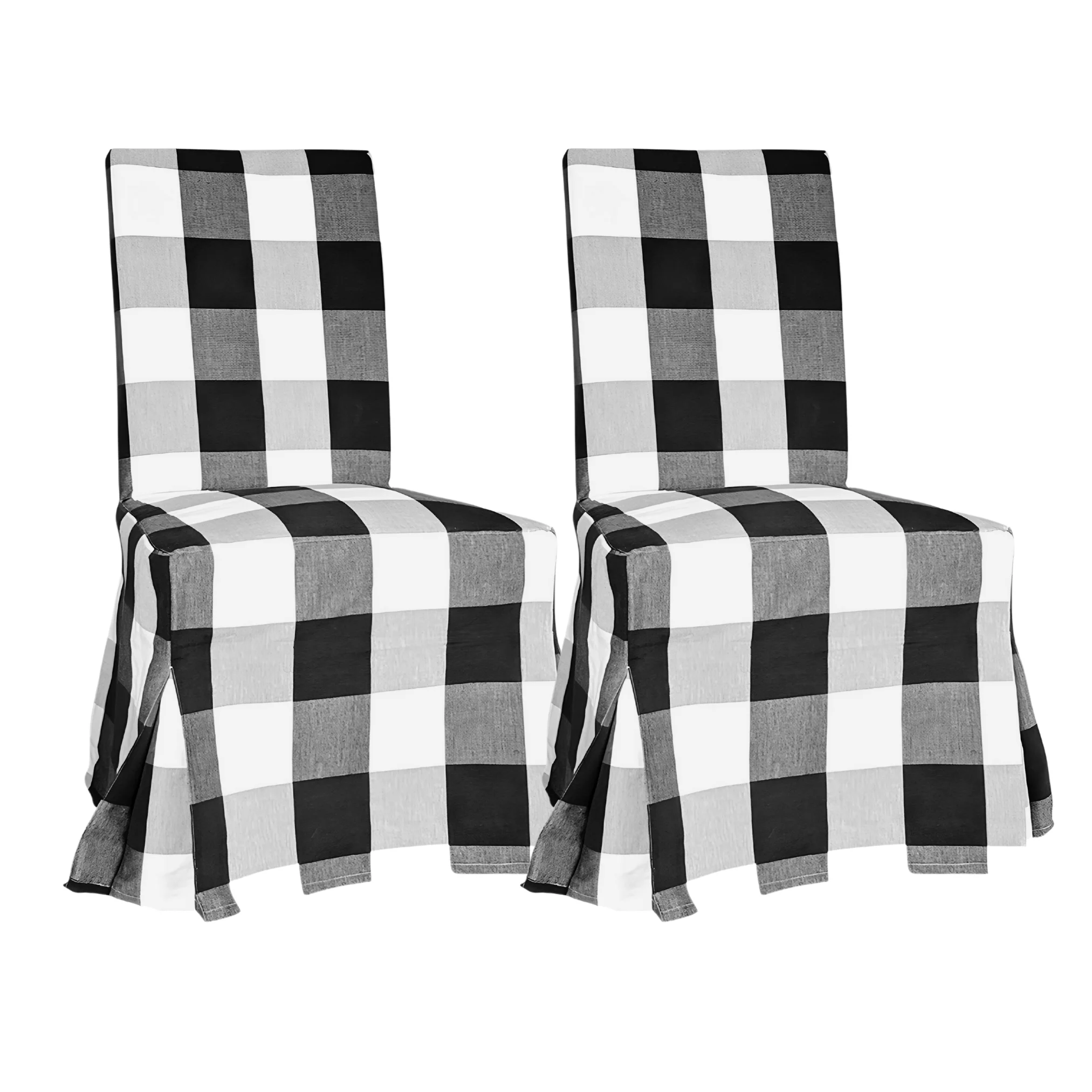 Rockin Cushions 100% Cotton. Compatible with IKEA Henriksdal Floor Length Dining Chair Cover. Buffalo Check Black - Set of 2 - Cheap Abt
