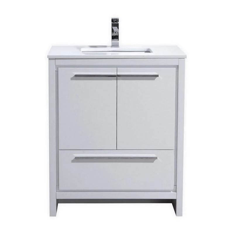 KubeBath Dolce 30 in. Modern Bathroom Vanity with White Quartz Counter Top - High Gloss White, AD630GW - Cheap Abt