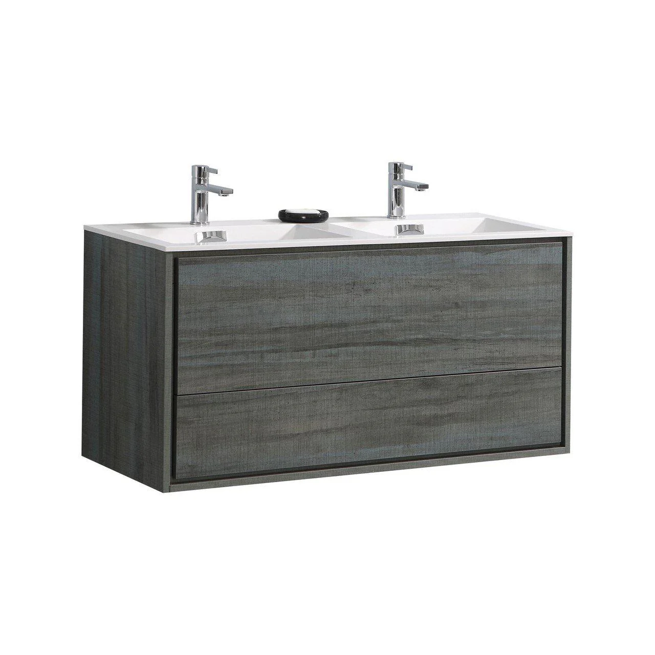 KubeBath De Lusso 48 in. Double Sink Wall Mount Modern Bathroom Vanity - Ocean Gray, DL48D-BE - Cheap Abt