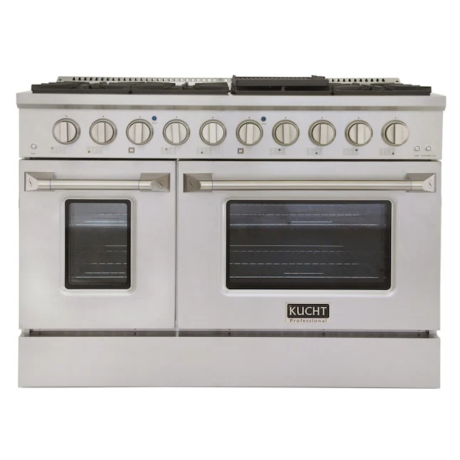 Kucht Professional 48 in. 6.7 cu ft. Natural Gas Range with Silver Knobs, KNG481-S - Cheap Abt