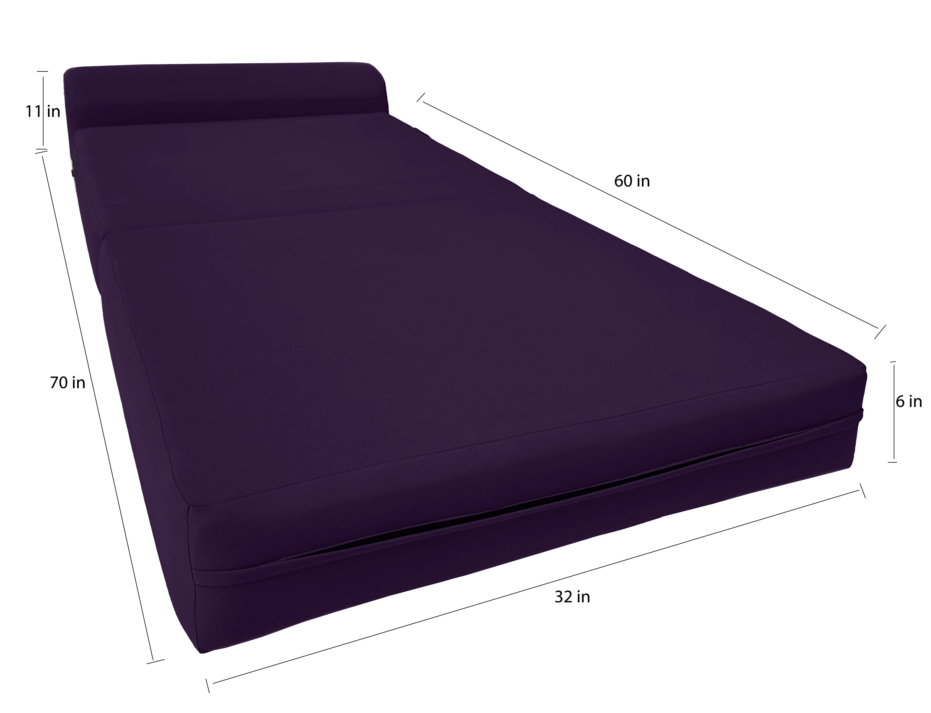 Purple Sleeper Chair Folding Foam Beds. Portable Studio Sofa Guest Bed. 6 x 32 x 70 - Cheap Abt