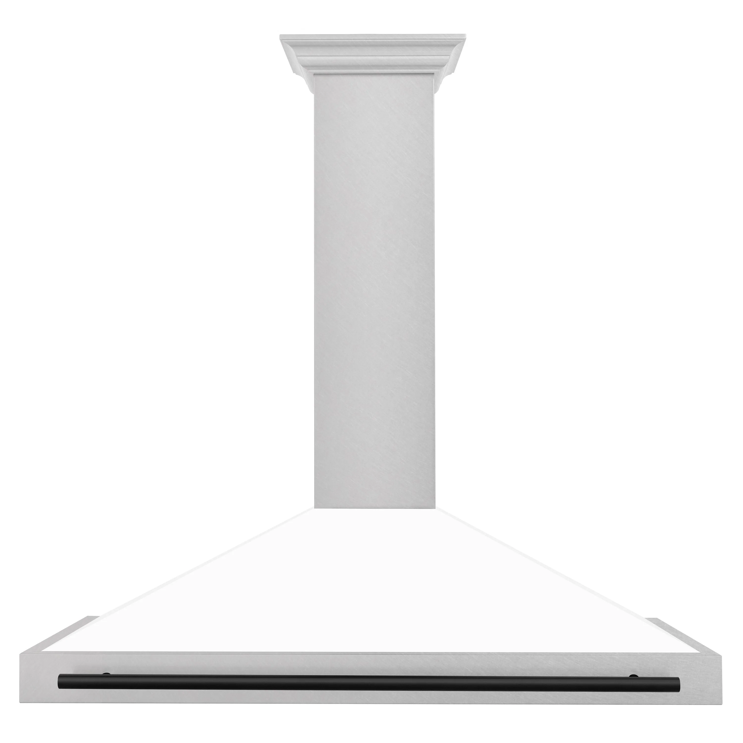 ZLINE 48 In Autograph Edition DuraSnow® Stainless Steel Range Hood with White Matte Shell and Matte Black Handle, KB4SNZ-WM48-MB - Cheap Abt