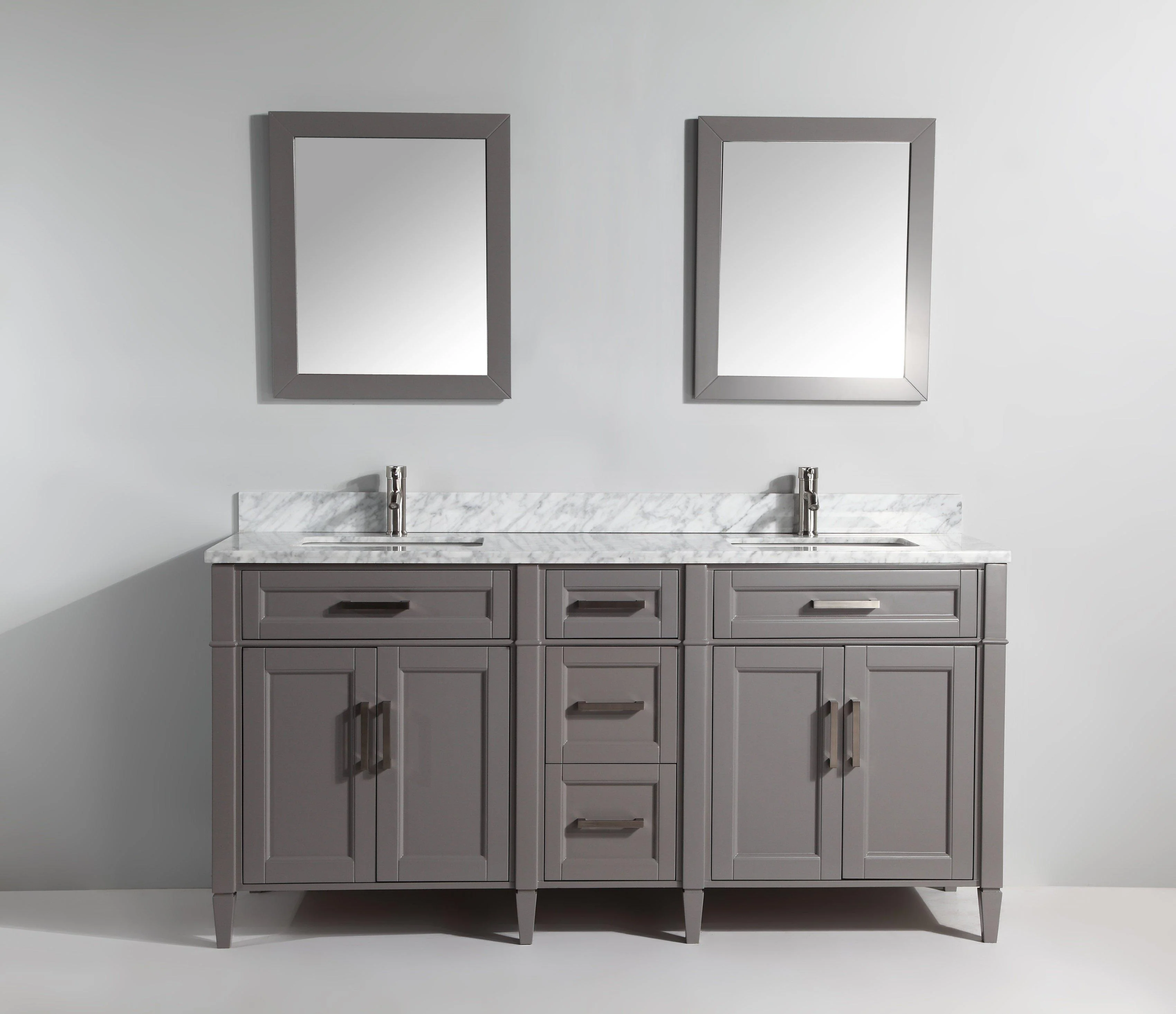 Vanity Art 72 in. Double Sink Vanity in Carrara Marble & Mirror - Grey, VA2072D-G - Cheap Abt