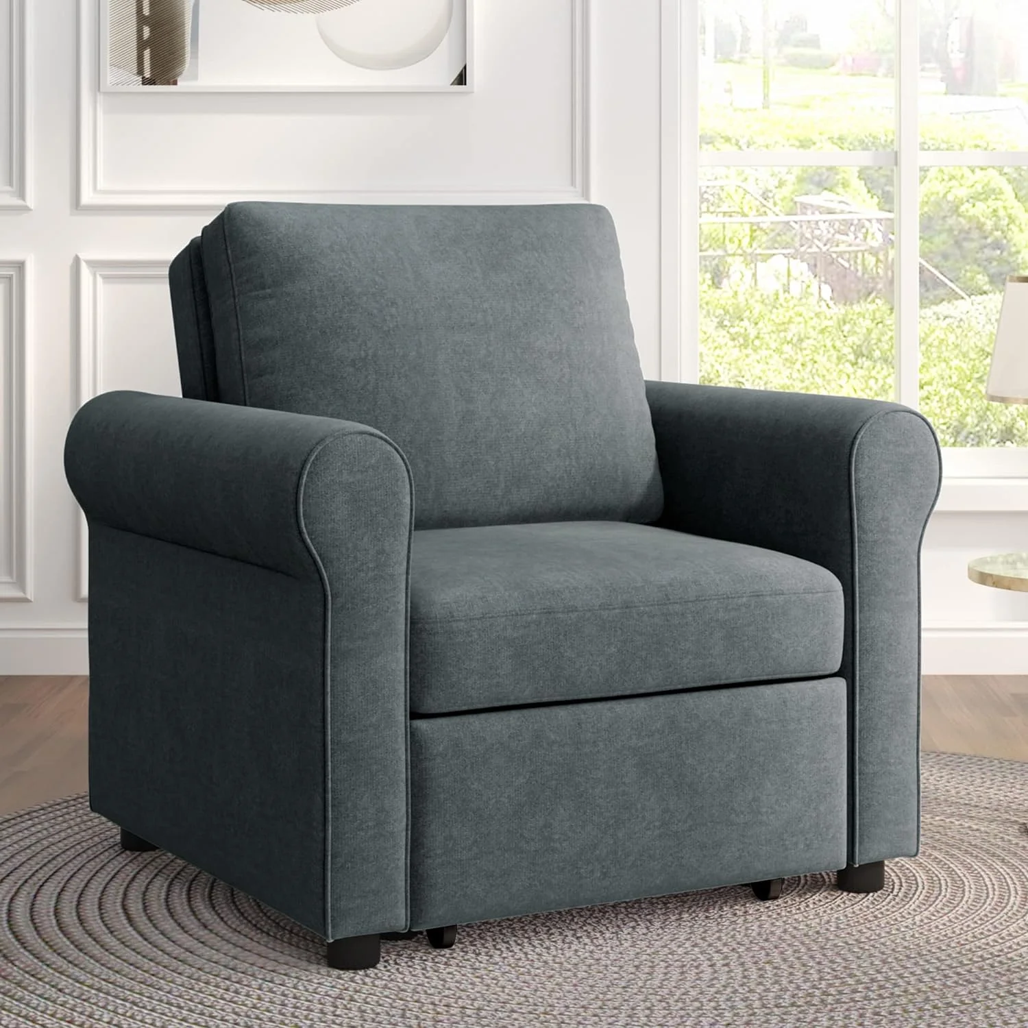 Sofa Bed Chair. Convertible Sleeper Chair Bed. Adjust Backrest Into A Sofa. Single Bed. Modern Chair Bed For Living Room Bedroom. Dark Blue - Cheap Abt