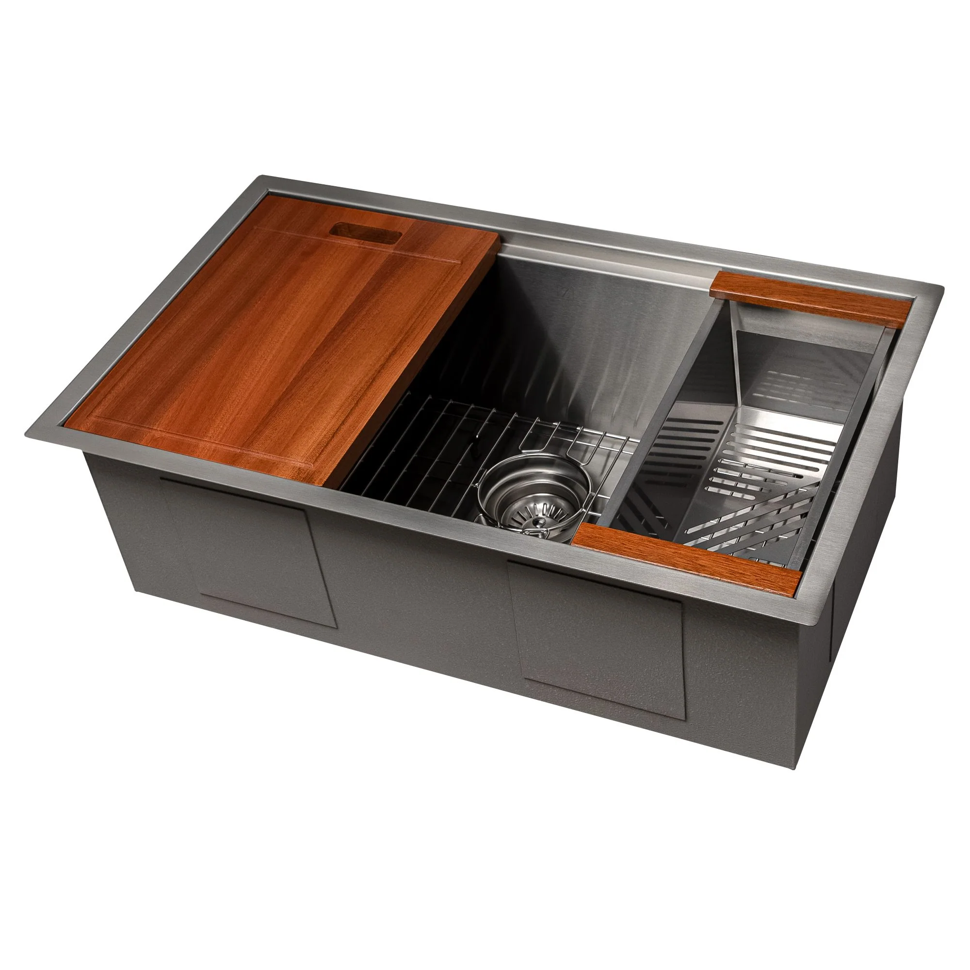 ZLINE 30 in. Garmisch Undermount Single Bowl Stainless Steel Kitchen Sink with Bottom Grid and Accessories, SLS-30 - Cheap Abt