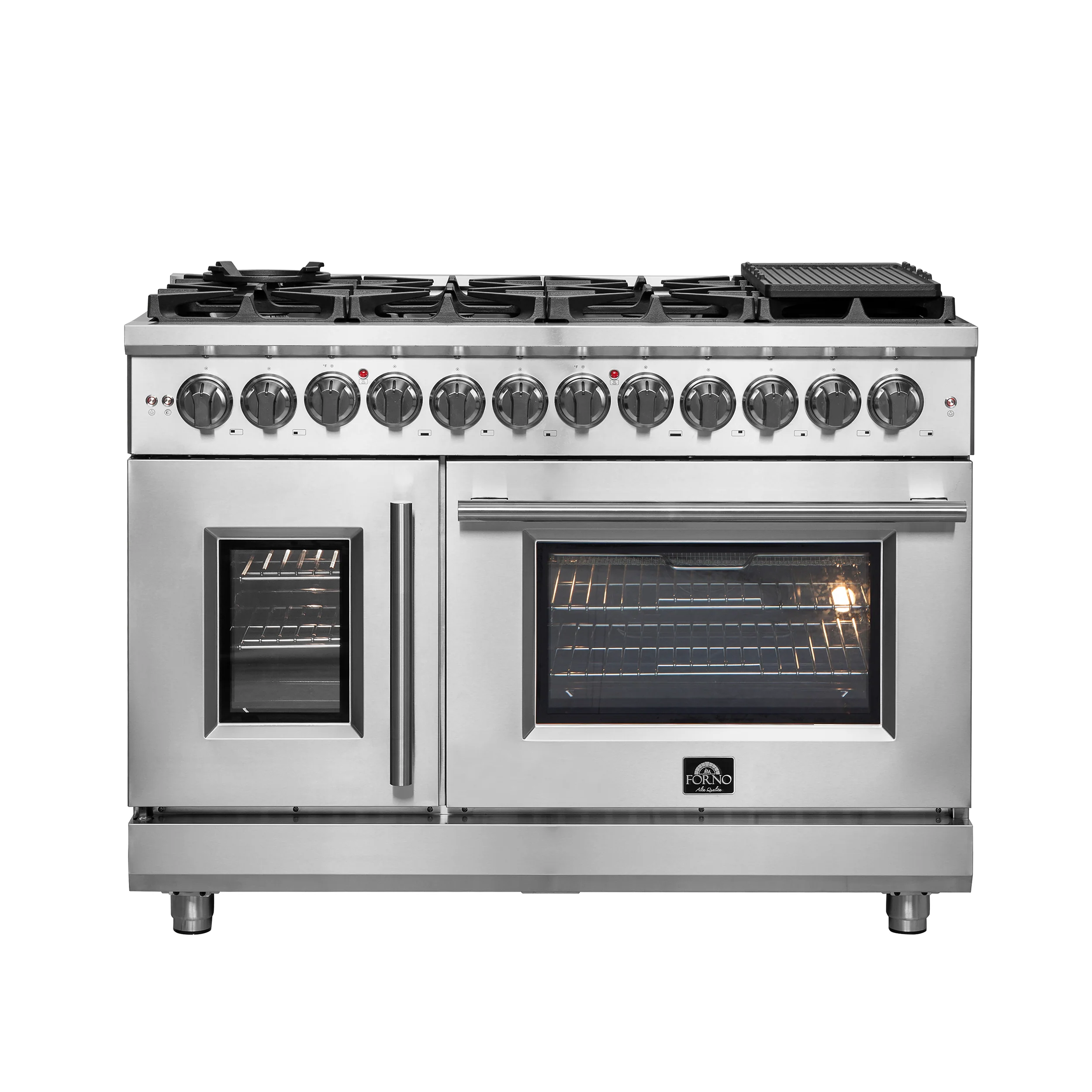 Forno 48″ Freestanding French Door Dual Fuel Range with 8 Burners, FFSGS6325-48 - Cheap Abt