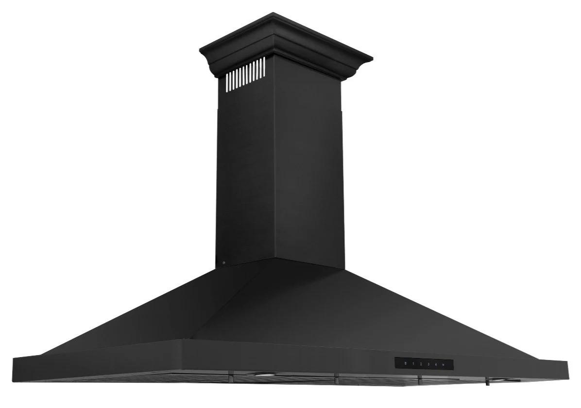 ZLINE 48 in. Convertible Vent Wall Mount Range Hood in Black Stainless Steel with Crown Molding, BSKBNCRN-48 - Cheap Abt