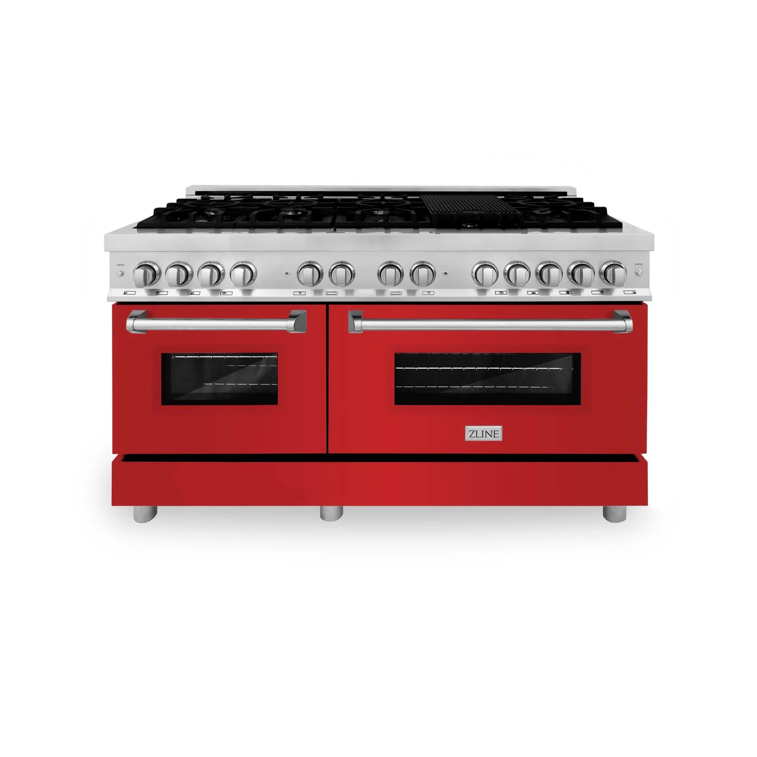 ZLINE 60 In. Professional Dual Fuel Range in Stainless Steel with Red Matte Door, RA-RM-60 - Cheap Abt