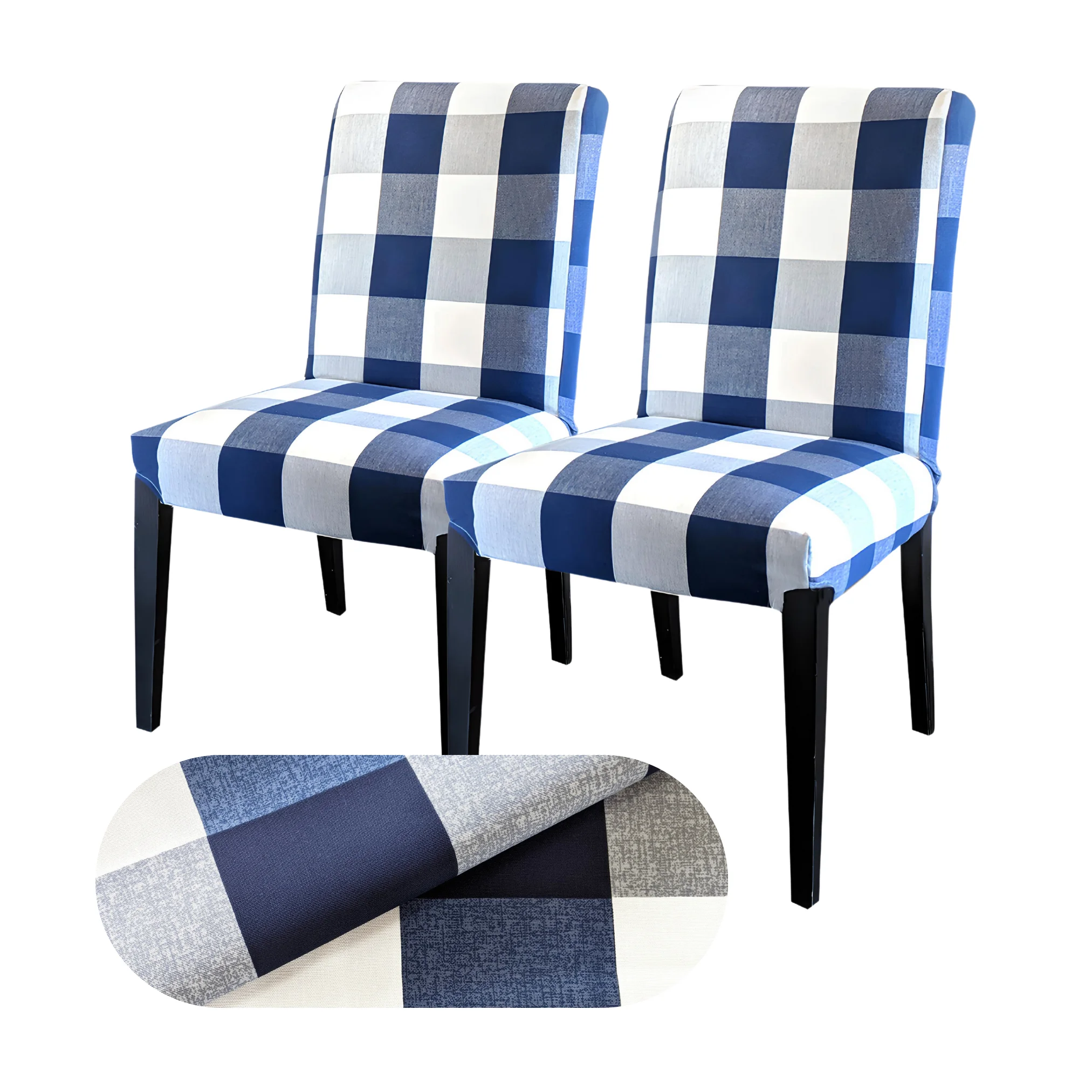 Rockin Cushions 100% Cotton Buffalo Check Beige Slipcover. Compatible with IKEA Henriksdal Dining Chair - Set of 2 - Cheap Abt