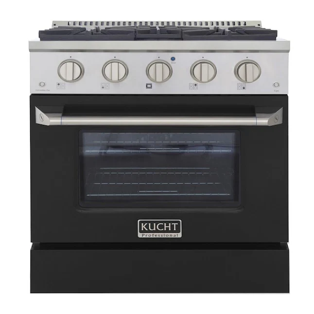 Kucht Professional 30 in. 4.2 cu ft. Natural Gas Range with Black Door and Silver Knobs, KNG301-K - Cheap Abt