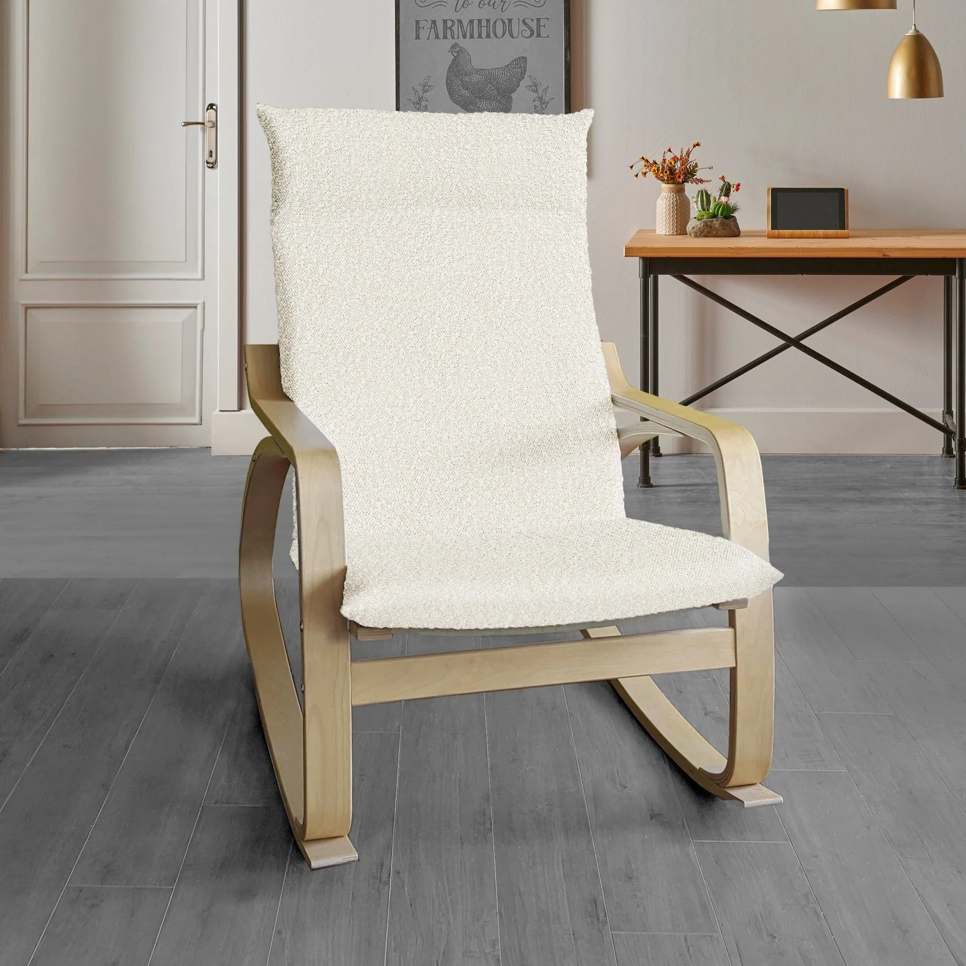 Boucle Sherpa Natural White Chair and Footstool Covers. Compatible with IKEA Poang - Cheap Abt