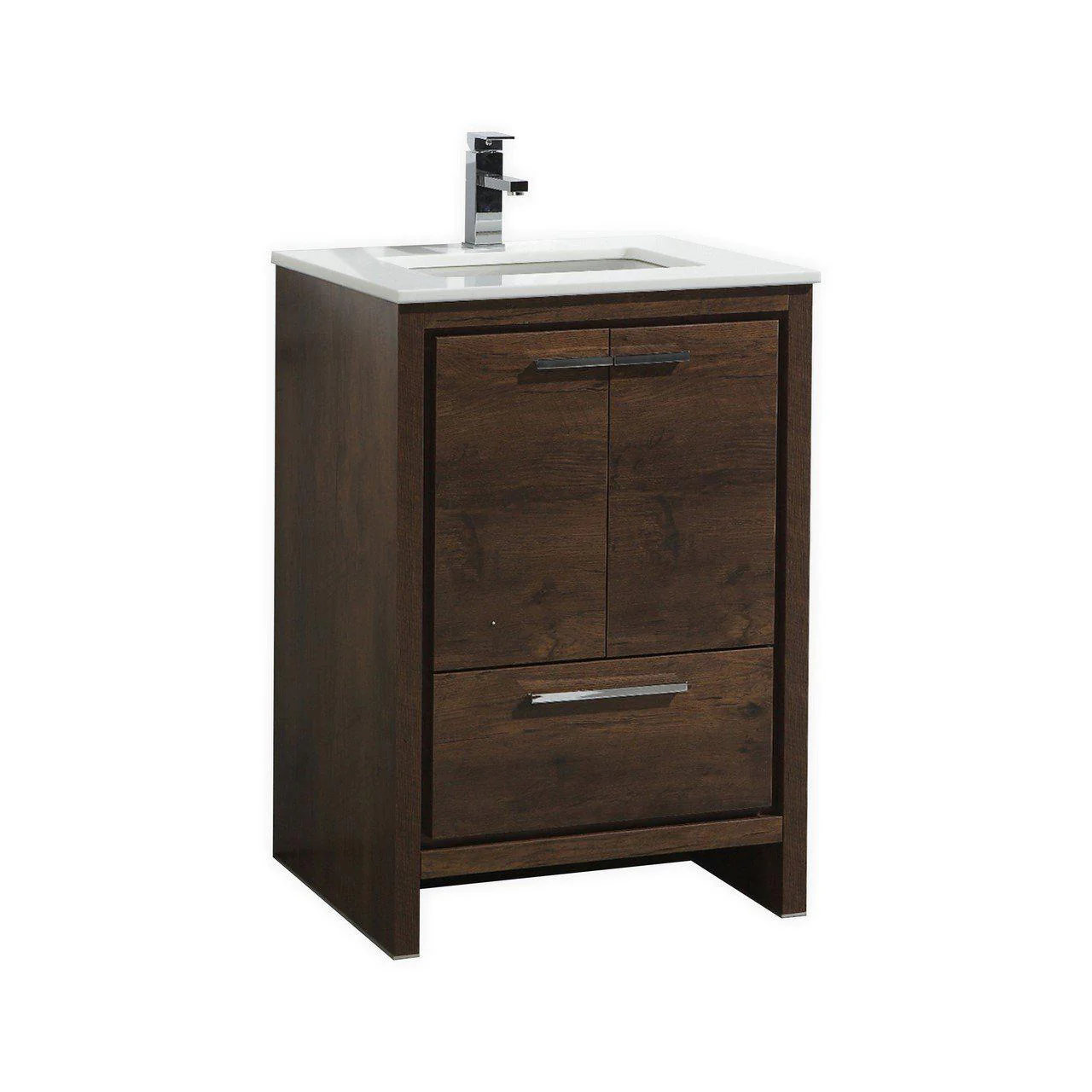 KubeBath Dolce 24 in. Modern Bathroom Vanity with White Quartz Counter Top - Rose Wood, AD624RW - Cheap Abt