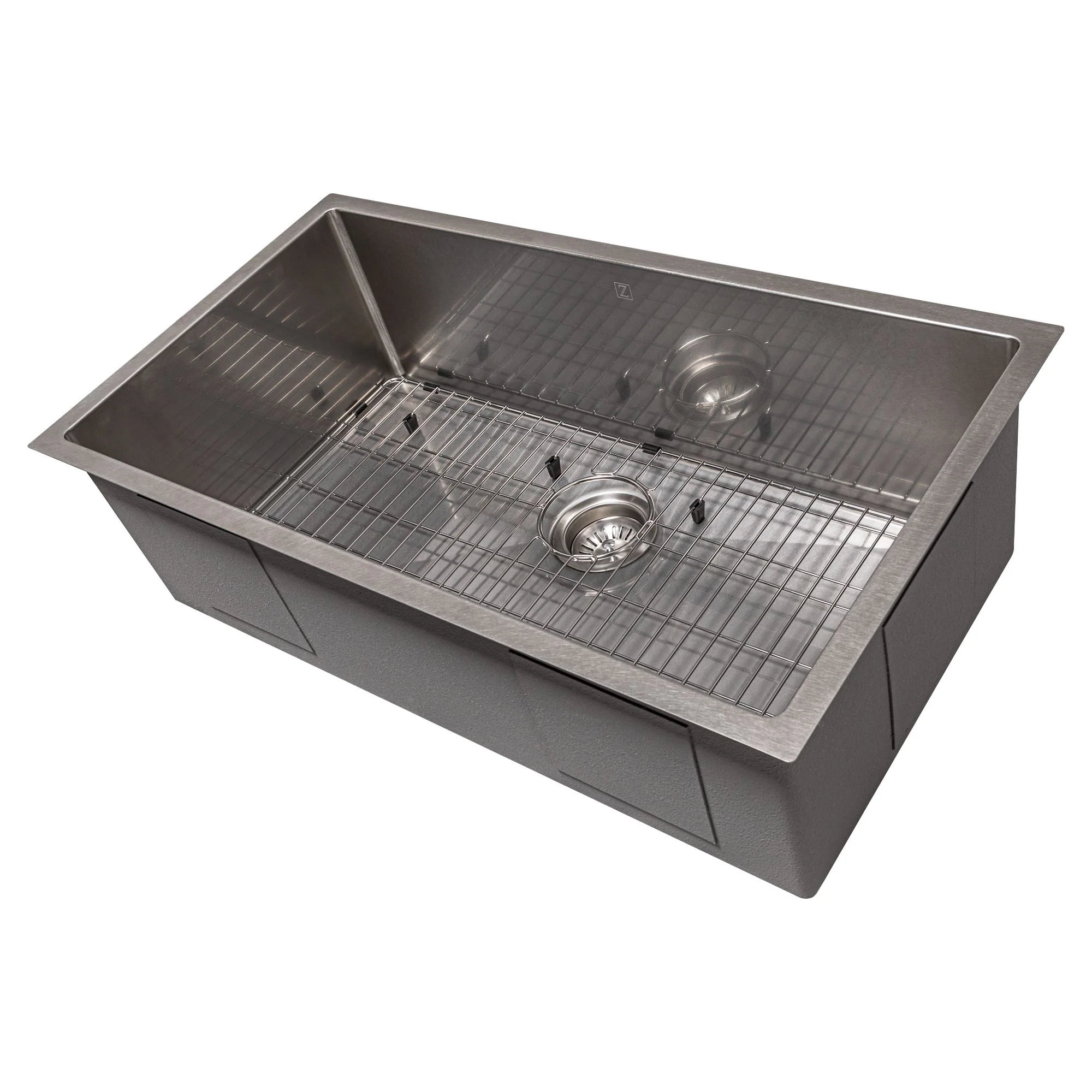 ZLINE 33 in. Meribel Undermount Single Bowl DuraSnow® Stainless Steel Kitchen Sink with Bottom Grid, SRS-33S - Cheap Abt