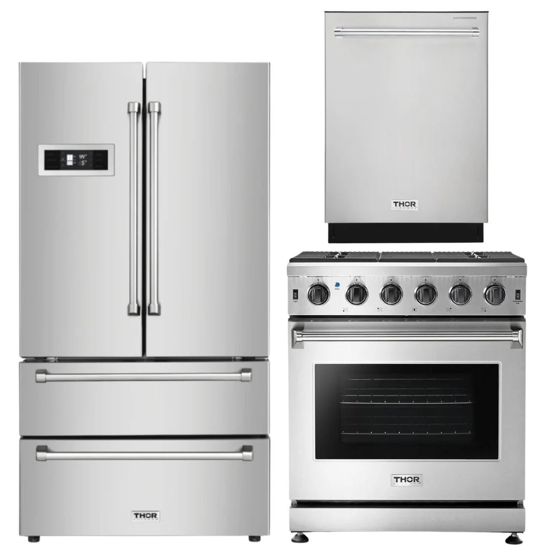 Thor Kitchen 30 in. Natural Gas Range, 36 in. Refrigerator & 24 in. Dishwasher, AP-LRG3001U-2 - Cheap Abt