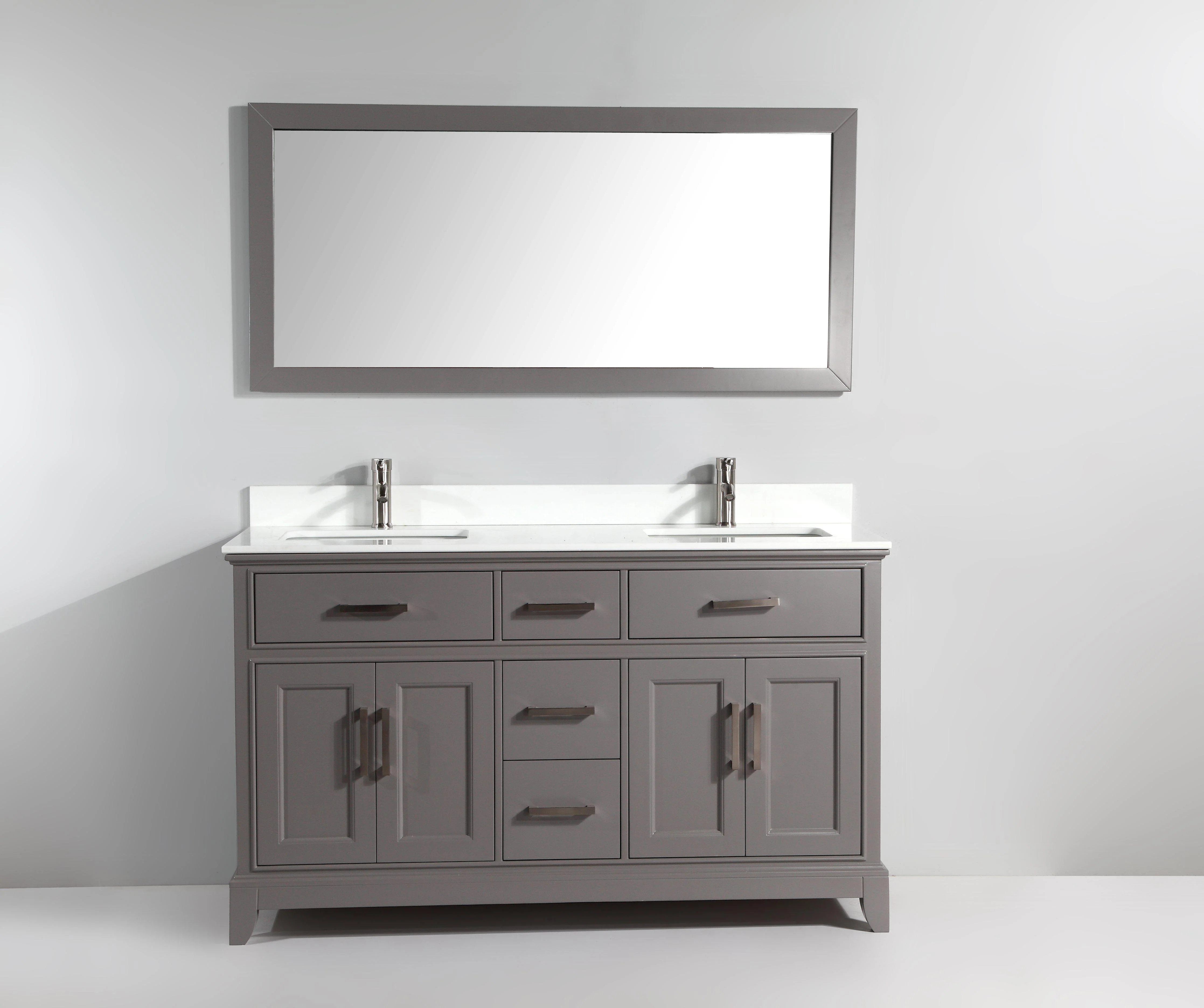 Vanity Art 60 in. Double Sink Vanity & Mirror - Grey, VA1060DG - Cheap Abt