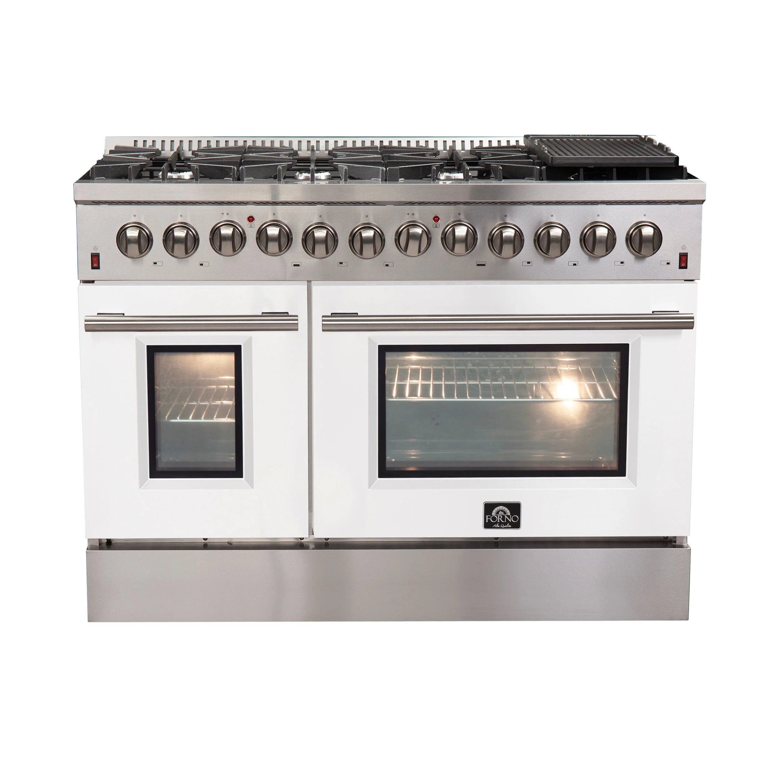 Forno 48 Inch Professional Freestanding Dual Fuel Range in White, FFSGS6156-48WHT - Cheap Abt