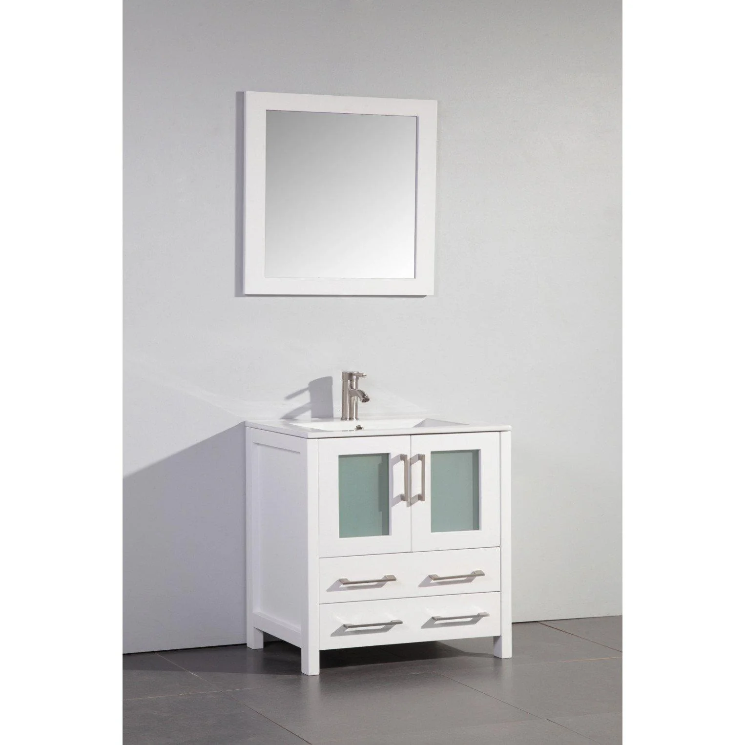 Vanity Art 30 in. Single Sink Vanity Cabinet with Ceramic Sink & Mirror - White, VA3030W - Cheap Abt
