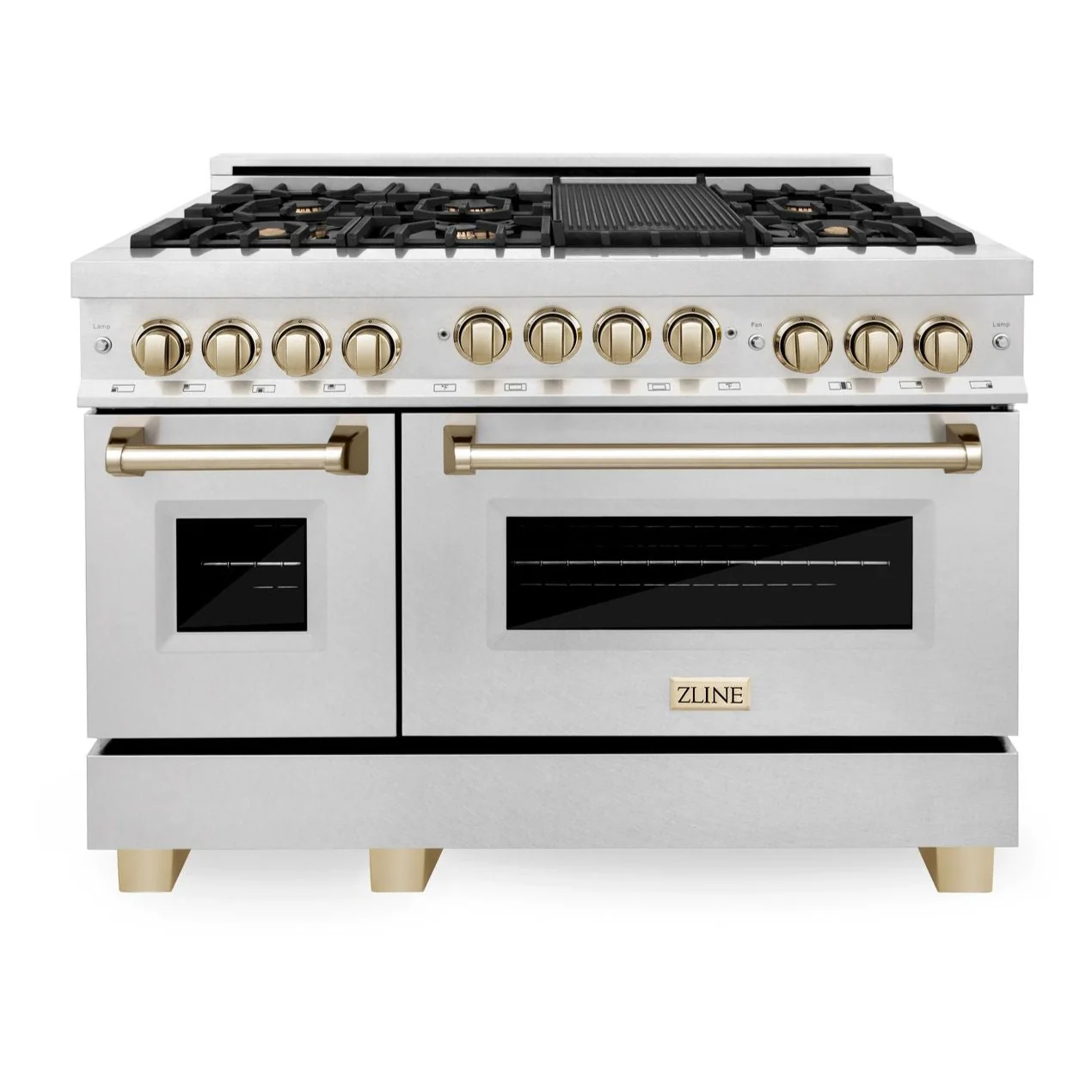 ZLINE Autograph Edition 48 Inch 6.0 cu. ft. Gas Range in DuraSnow® Stainless Steel with Gold Accents, RGSZ-SN-48-G - Cheap Abt