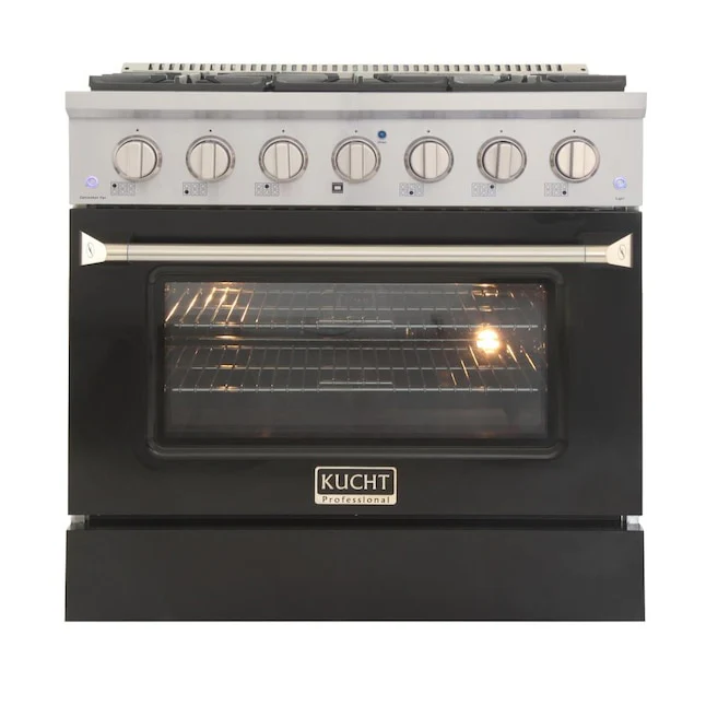 Kucht Professional 36 in. 5.2 cu ft. Propane Gas Range with Black Door and Silver Knobs, KNG361/LP-K - Cheap Abt