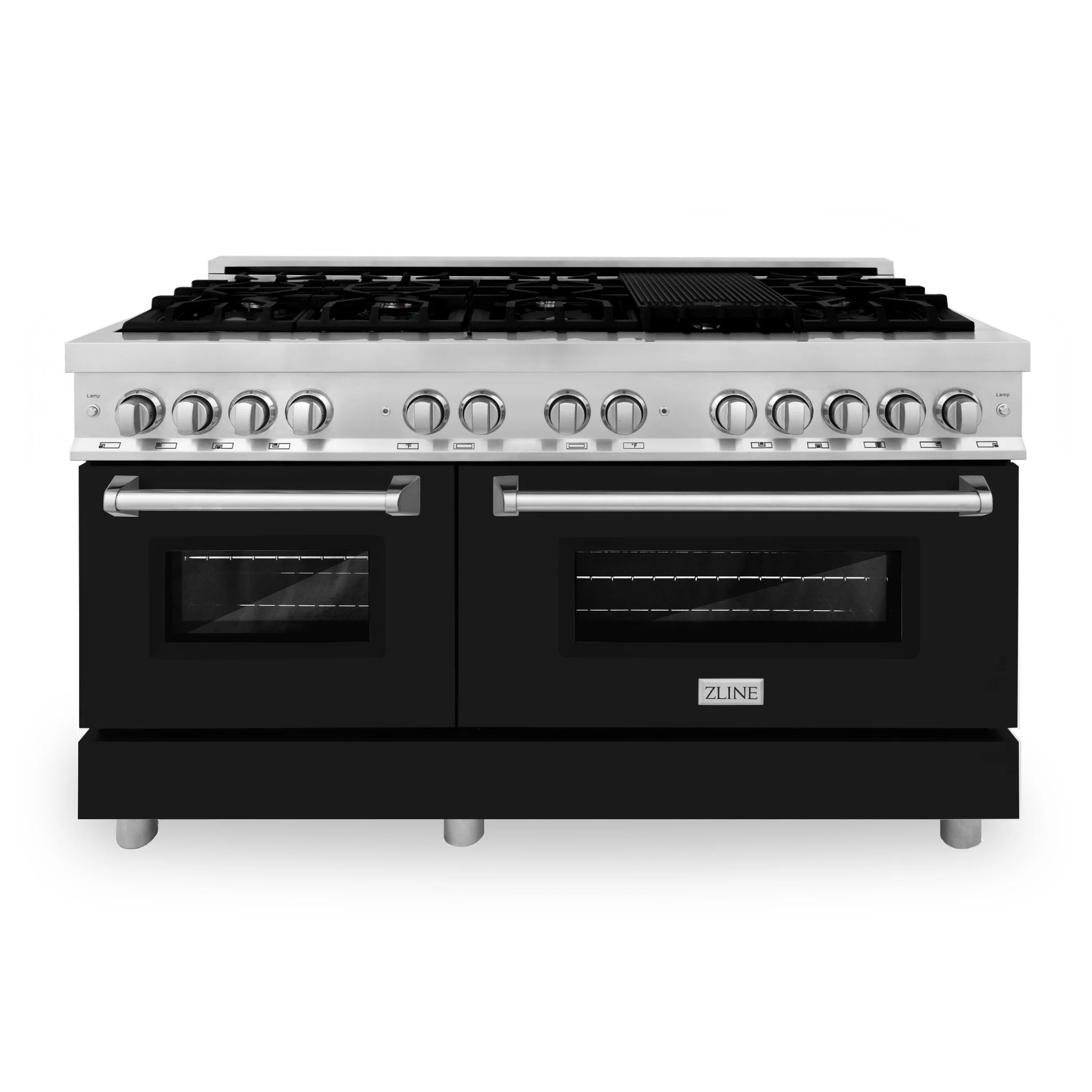 ZLINE 60 In. Professional Dual Fuel Range in Stainless Steel with Black Matte Door, RA-BLM-60 - Cheap Abt
