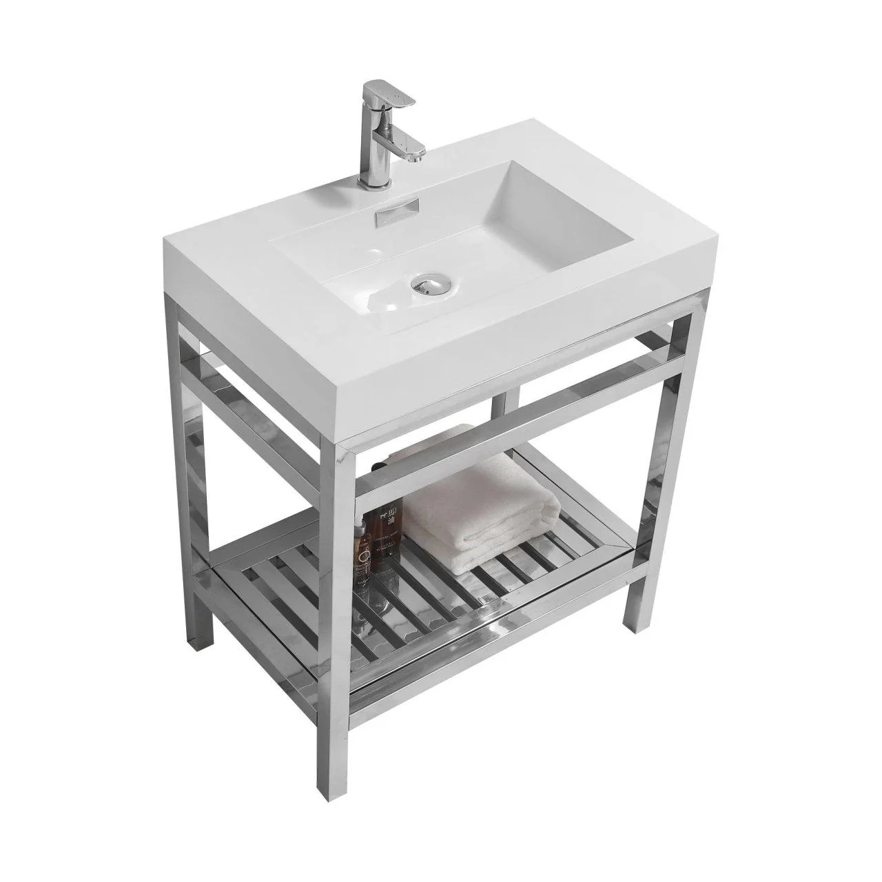 KubeBath Cisco 30 in. Stainless Steel Console with Acrylic Sink - Chrome, AC30 - Cheap Abt