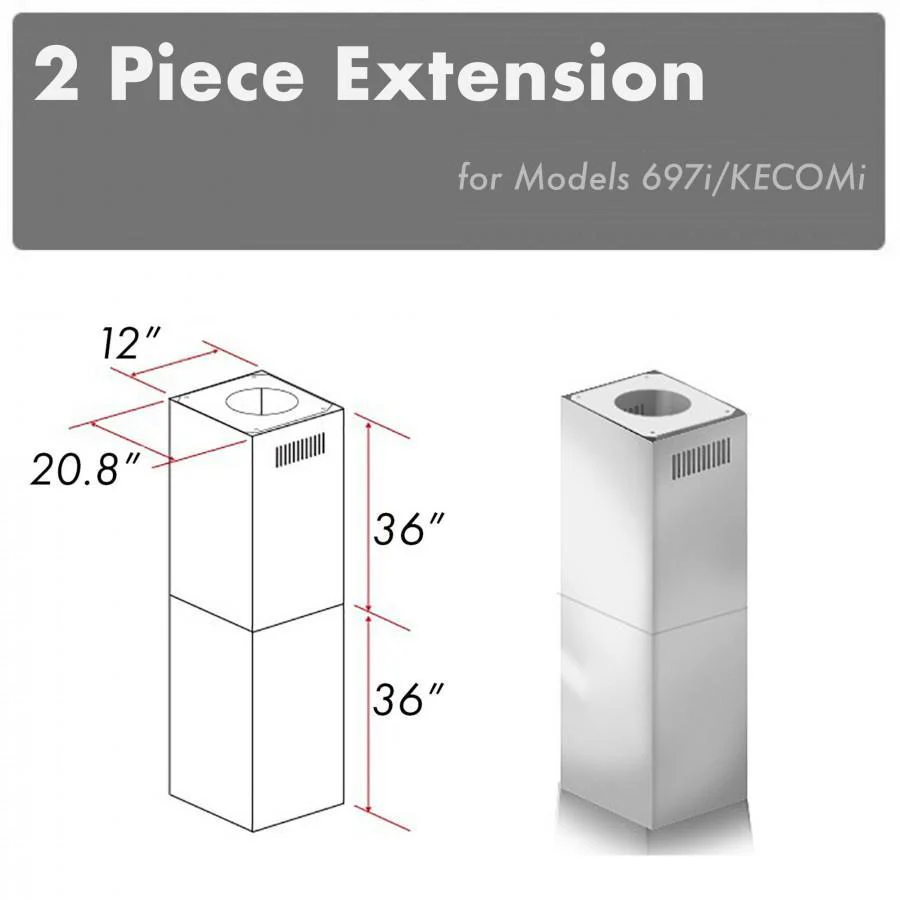 ZLINE 2 Piece Chimney Extension for 10ft-12ft Ceiling (2PCEXT-697i/KECOMi) - Cheap Abt