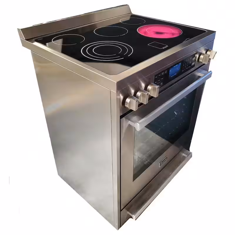 30 in. 5-Element Electric Range with Bake, Convection, Broil and Steam Clean in Stainless Steel - Cheap Abt