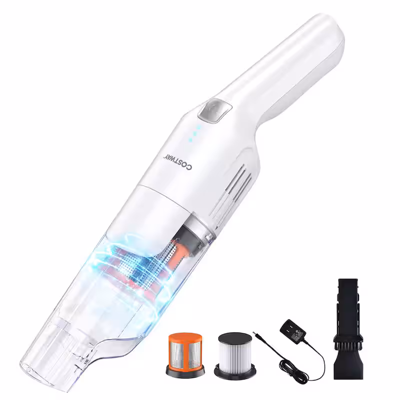 100 V Bagged Cordless HEPA Filter Multisurface in White Handheld Vacuum - Cheap Abt