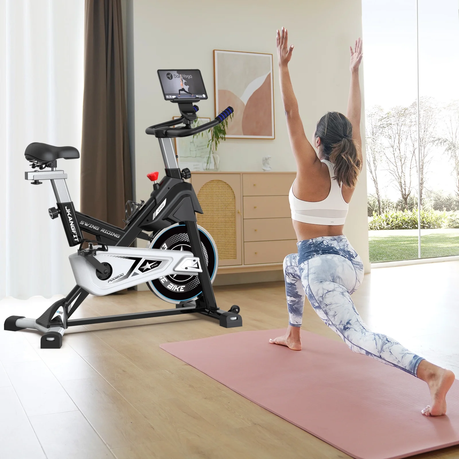 Pooboo Magnetic Exercise Bike Indoor Bluetooth Cycling Bike Home Cardio Workout Stationary Bike  45lbs Heavy-Duty Flywheel Quiet Belt Drive - Cheap Abt
