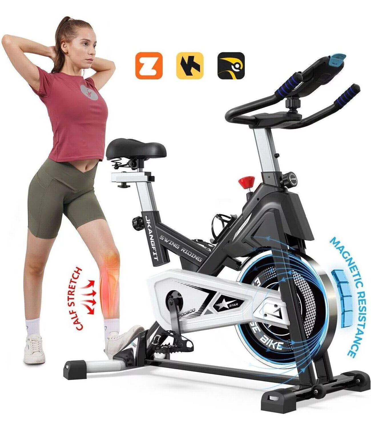 Pooboo Magnetic Exercise Bike Indoor Bluetooth Cycling Bike Home Cardio Workout Stationary Bike  45lbs Heavy-Duty Flywheel Quiet Belt Drive - Cheap Abt